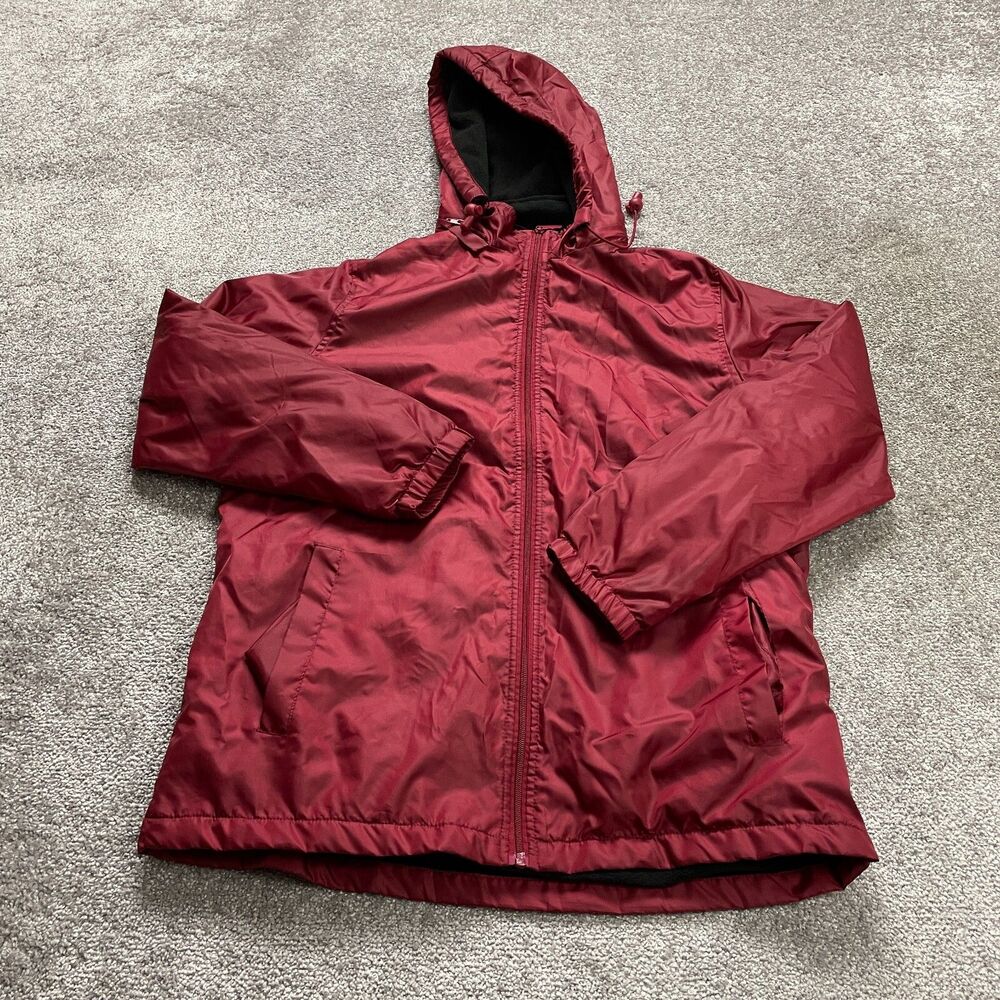 Totes Jacket Mens Medium Red Full Zip Hooded hoodie Soft Lined Pockets Adult